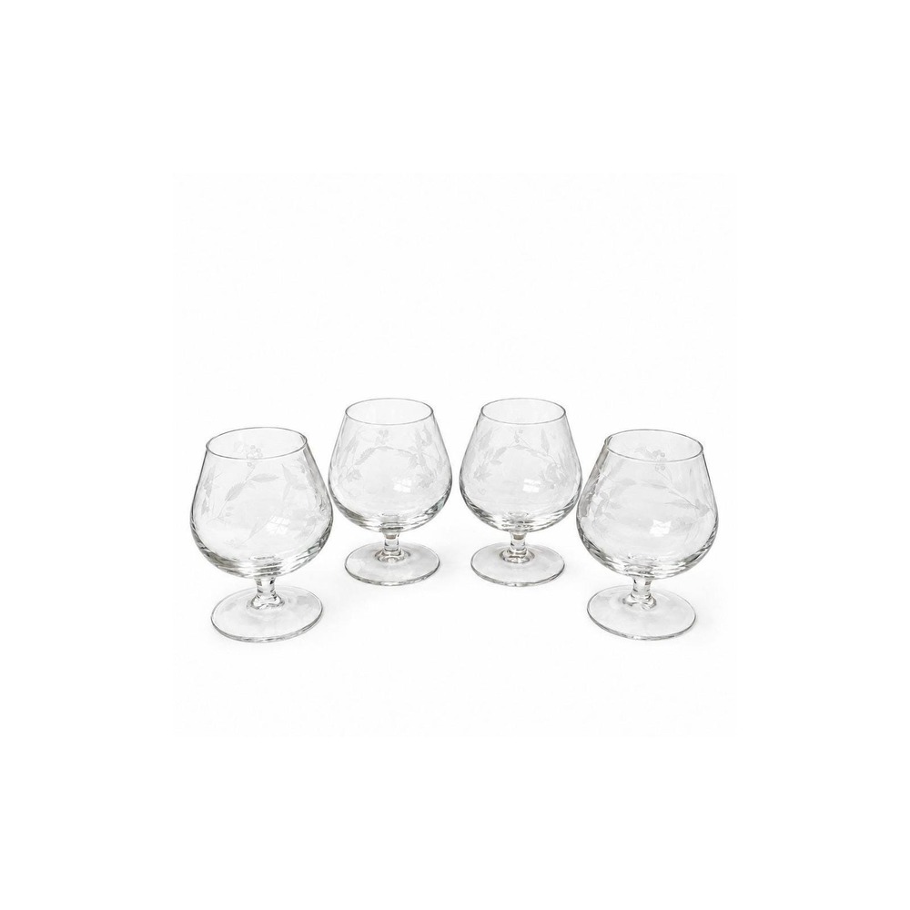 Vintage Princess House Heritage 404 Brandy Snifter Glasses Set of 4 Box